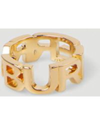 Burberry Lj Logo Ring - Metallic