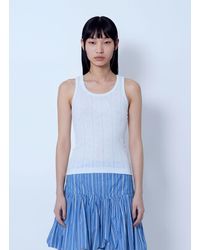 Ganni - Compact Pointelle Rib Jersey Tank Top - Lyst
