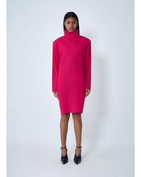 Saint Laurent - High Neck Long Sleeve Dress - Lyst