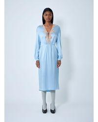 Prada - Satin Crepe And Lace Dress - Lyst