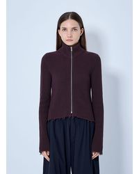 MM6 by Maison Margiela - Ribbed Zip-Up Knit Cardigan - Lyst