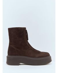 The Row - Suede Zipped Boots - Lyst