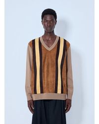 Miu Miu - V-Neck Sweater With Contrast Stripes - Lyst