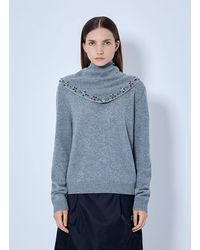 Prada - Embroidered-Scarf Cashmere Sweater - Lyst