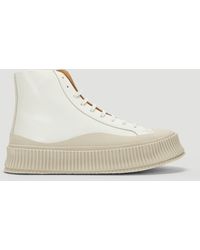 Jil Sander Leather Creeper Trainers High Top Trainers In White