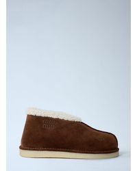 Miu Miu - Suede Logo Motifs Boots - Lyst