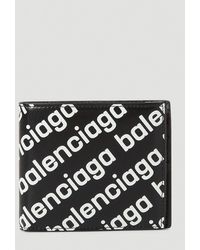Balenciaga Logo Cash Square Folded Wallet - Black