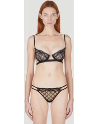 Gucci GG Embroidered Tulle Lingerie Set - Black