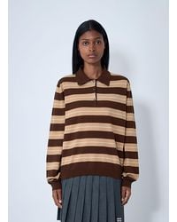 Miu Miu - Striped Cotton Polo Shirt - Lyst