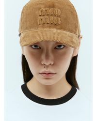 Miu Miu - Embossed Logo Velvet Baseball Cap - Lyst