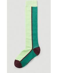 Ganni Colour Block Knee Socks - Green