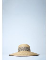 Gucci - Straw Wide Brim Hat With Gg Bow - Lyst