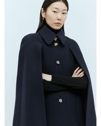 Chloé - Waffle Wool Short Cape Coat With Knot Buttons - Lyst