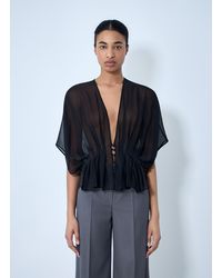 Max Mara - Sheer Button-Front Blouse - Lyst