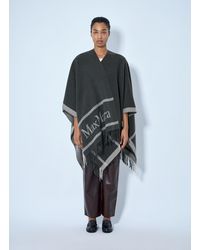 Max Mara - Fringed Wrap With Logo Detail - Lyst