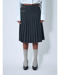 Prada - Pleated Rush Stitch Skirt With Belt - Lyst