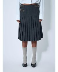 Prada - Pleated Rush Stitch Skirt With Belt - Lyst