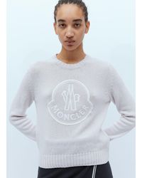 Moncler - Logo Embroidery Knit Sweater - Lyst