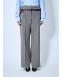 Prada - Technical Wool Pants With Printed Belt - Lyst