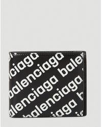 Balenciaga Logo Cash Square Folded Wallet - Black