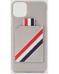 Thom Browne Leather Iphone 11 Pro Case - Grey