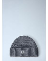 Miu Miu - Logo-Patch Wool Beanie - Lyst
