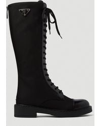 Prada Re-nylon Knee-high Combat Boots - Black