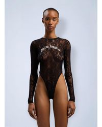 Palm Angels - Curved Logo Lace Bodysuite - Lyst