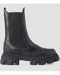 Ganni Leather Chelsea Boots - Black