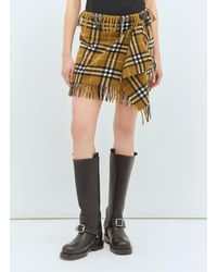 Burberry - Check Wool And Cashmere Scarf Skirt - Lyst