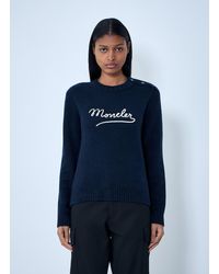 Moncler - Embroidered Logo Wool Sweater - Lyst