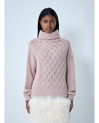 Moncler - Wool-Blend Cable Knit Sweater - Lyst