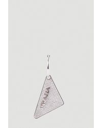 Prada Crystal Studded Logo Plaque Hoop Earrings - Metallic
