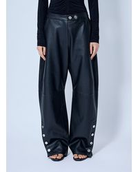 Sportmax - Wide-Leg Leather Trousers - Lyst