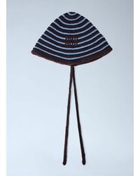 Miu Miu - Striped Crochet Hat With Ties - Lyst