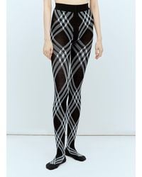 Burberry - Check Wool Blend Tights - Lyst