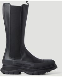 Alexander McQueen Leather Tread Slick Mid Calf Boots in Black for Men Mens Shoes Boots Wellington and rain boots 