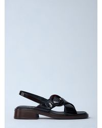 Prada - Brushed Leather Sandals With A Burnt Color Buckle - Lyst