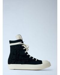 Rick Owens - Drkshdw Frayed Denim High-Top Sneakers - Lyst