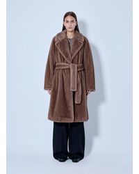 Max Mara - Faux Fur Belted Coat - Lyst