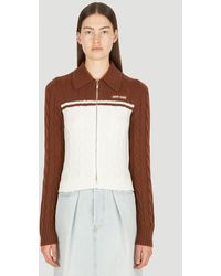 Miu Miu Zip Front Cable Sweater - White