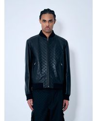Gucci - Embossed Gg Leather Bomber Jacket - Lyst