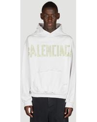 Balenciaga - Distressed Logo Print Hooded Sweatshirt - Lyst