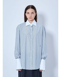 Prada - Striped Poplin Long-Sleeved Shirt - Lyst