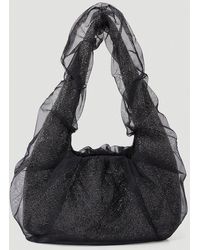 Kara Armpit Tulle Crystal Mesh Shoulder Bag - Black