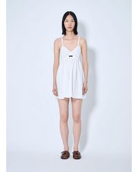 Miu Miu - Slubbed Poplin And Eyelet Lace Mini Dress - Lyst