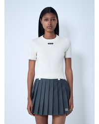 Miu Miu - Logo Motif T-Shirt - Lyst