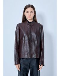 Max Mara - High-collar Leather Jacket - Lyst