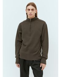 Burberry - Half-zip Wool Hooded Sweatshirt - Lyst