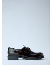 Prada - Leather Loafers With Logo Plaque - Lyst